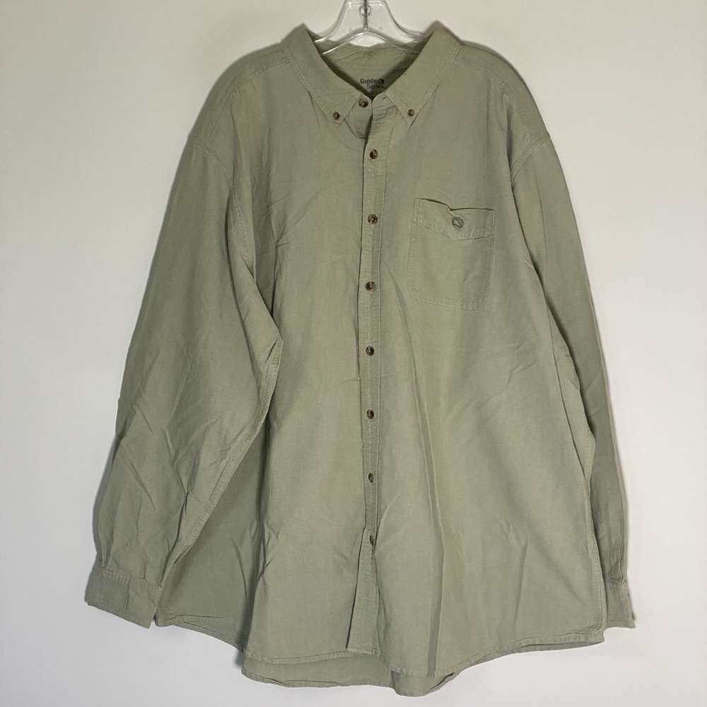 Gander Mountain Guide Series Shirt Mens 3XLT Green Twill Long Sleeve Button Down